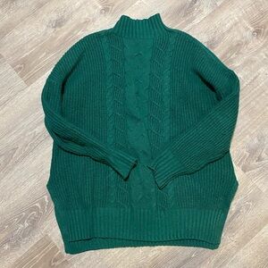 Women's Cable Knit Mock Neck Sweater - Green